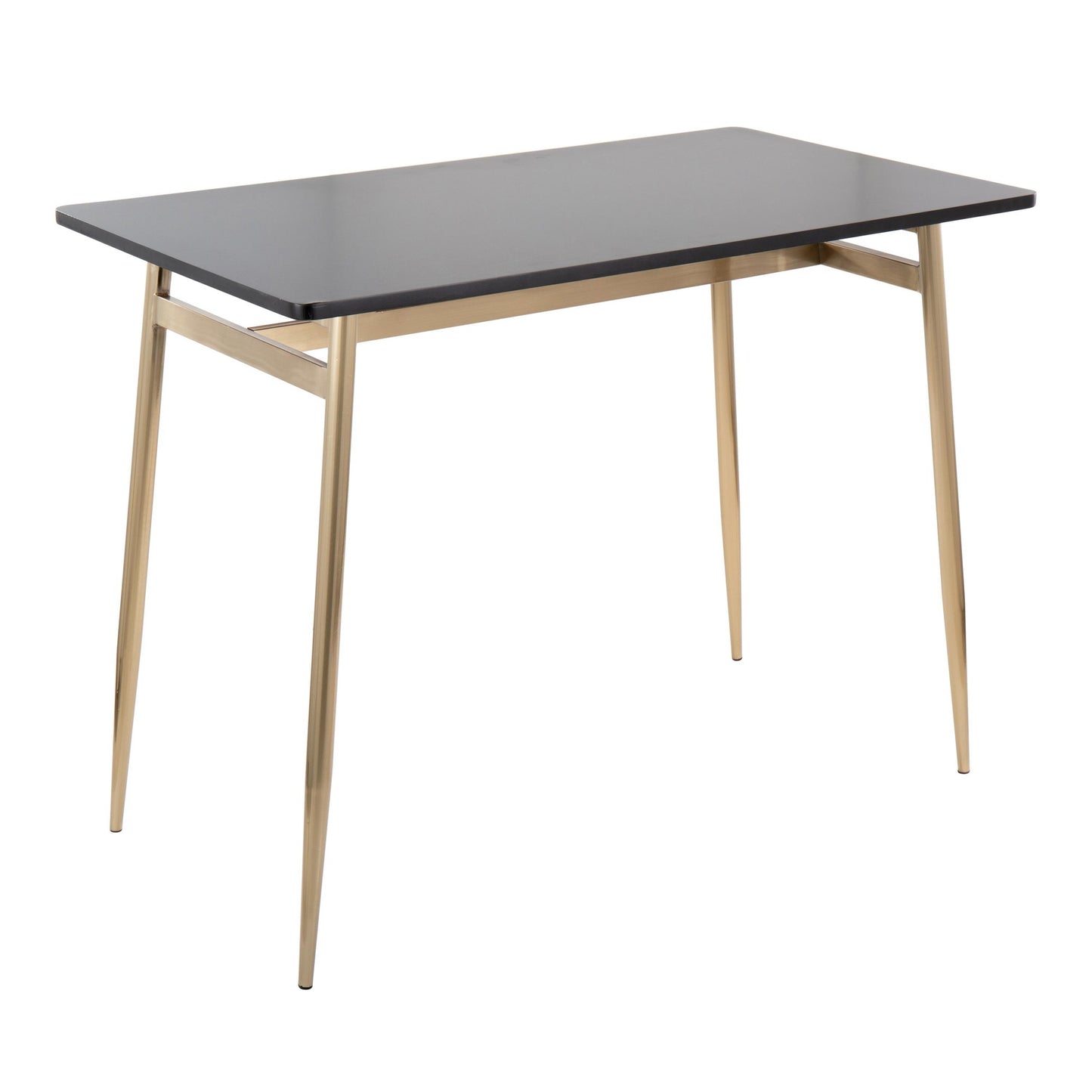 Marcel Contemporary Counter Table in Gold Metal and Black Wood