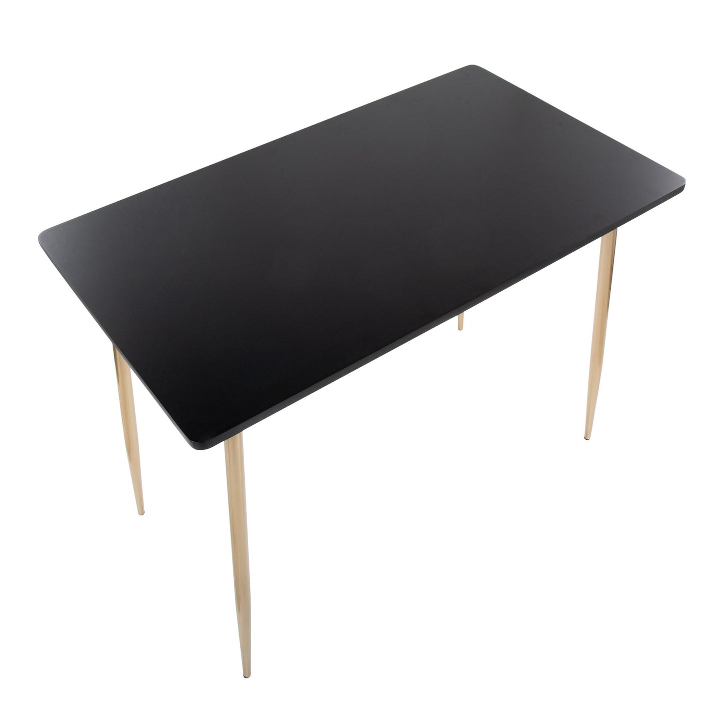 Marcel Contemporary Counter Table in Gold Metal and Black Wood