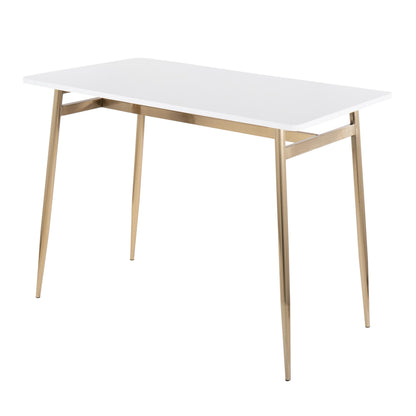 Marcel Contemporary Counter Table in Gold Metal and Black Wood