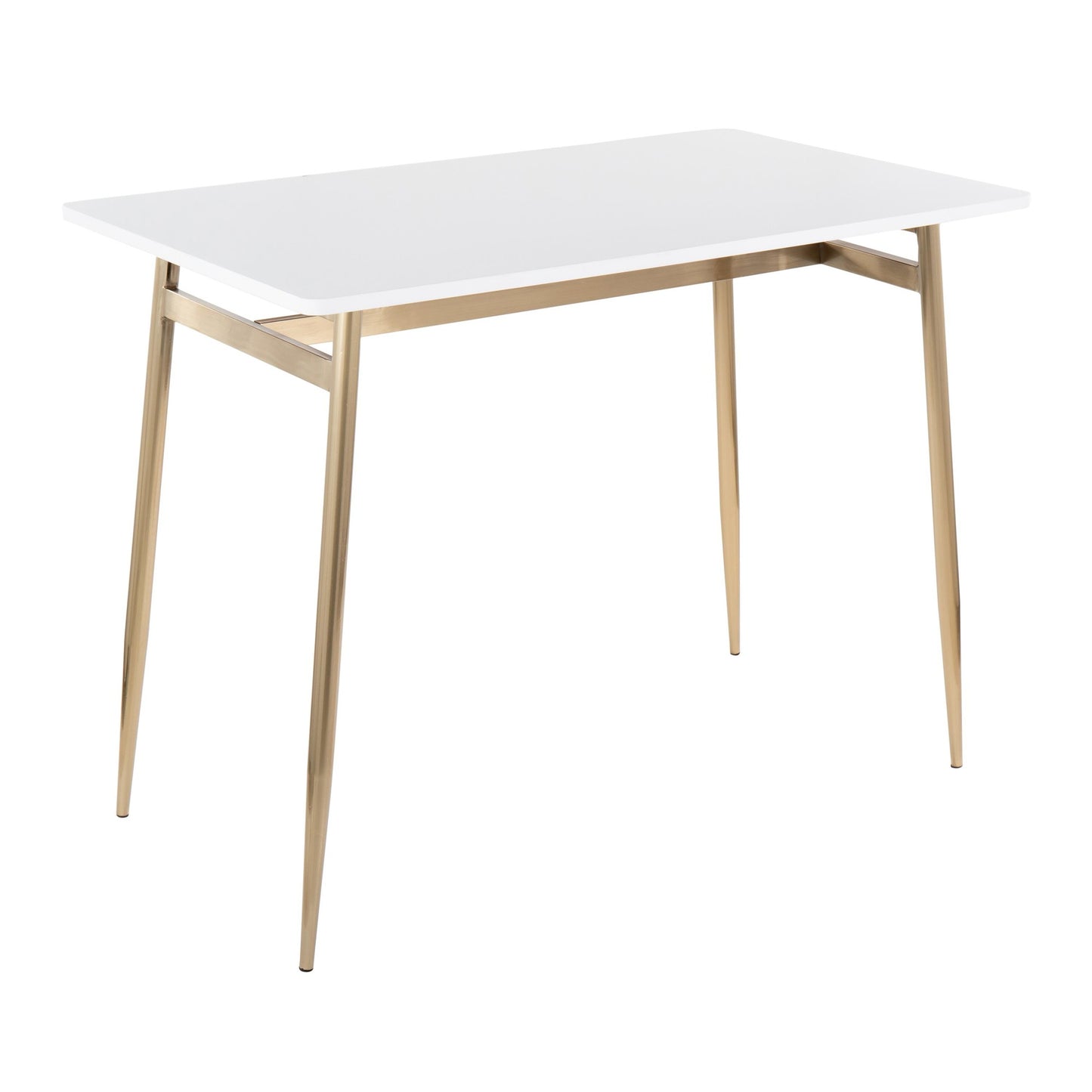 Marcel Contemporary Counter Table in Gold Metal and Black Wood