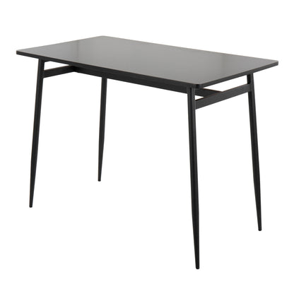 Marcel Contemporary Counter Table in Gold Metal and Black Wood