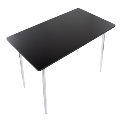 Marcel Contemporary Counter Table in Gold Metal and Black Wood