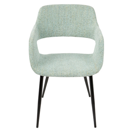 Margarite Mid-Century Modern Dining/Accent Chair in Black with Grey Fabric   - Set of 2