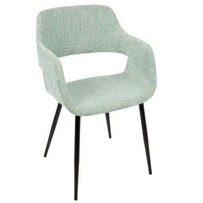 Margarite Mid-Century Modern Dining/Accent Chair in Black with Grey Fabric   - Set of 2