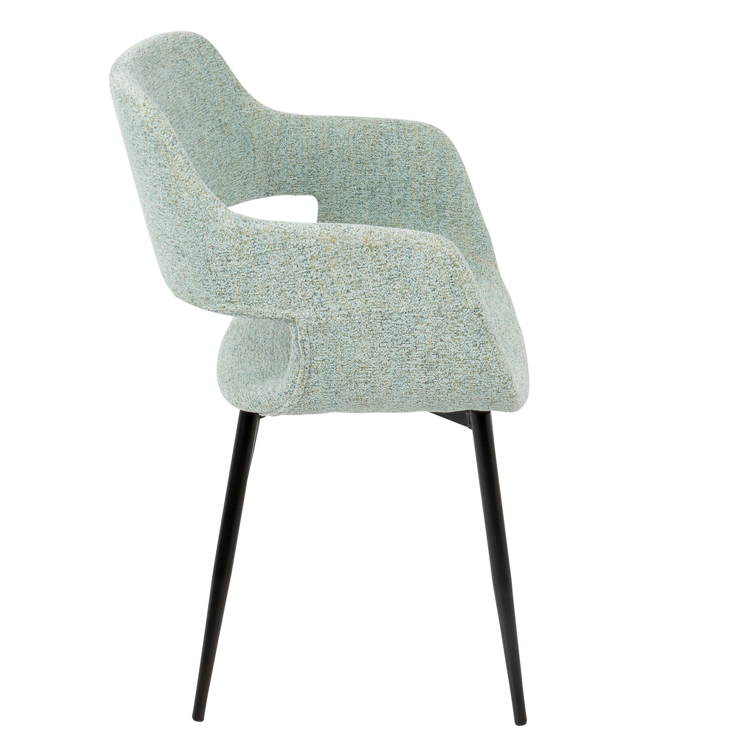 Margarite Mid-Century Modern Dining/Accent Chair in Black with Grey Fabric   - Set of 2