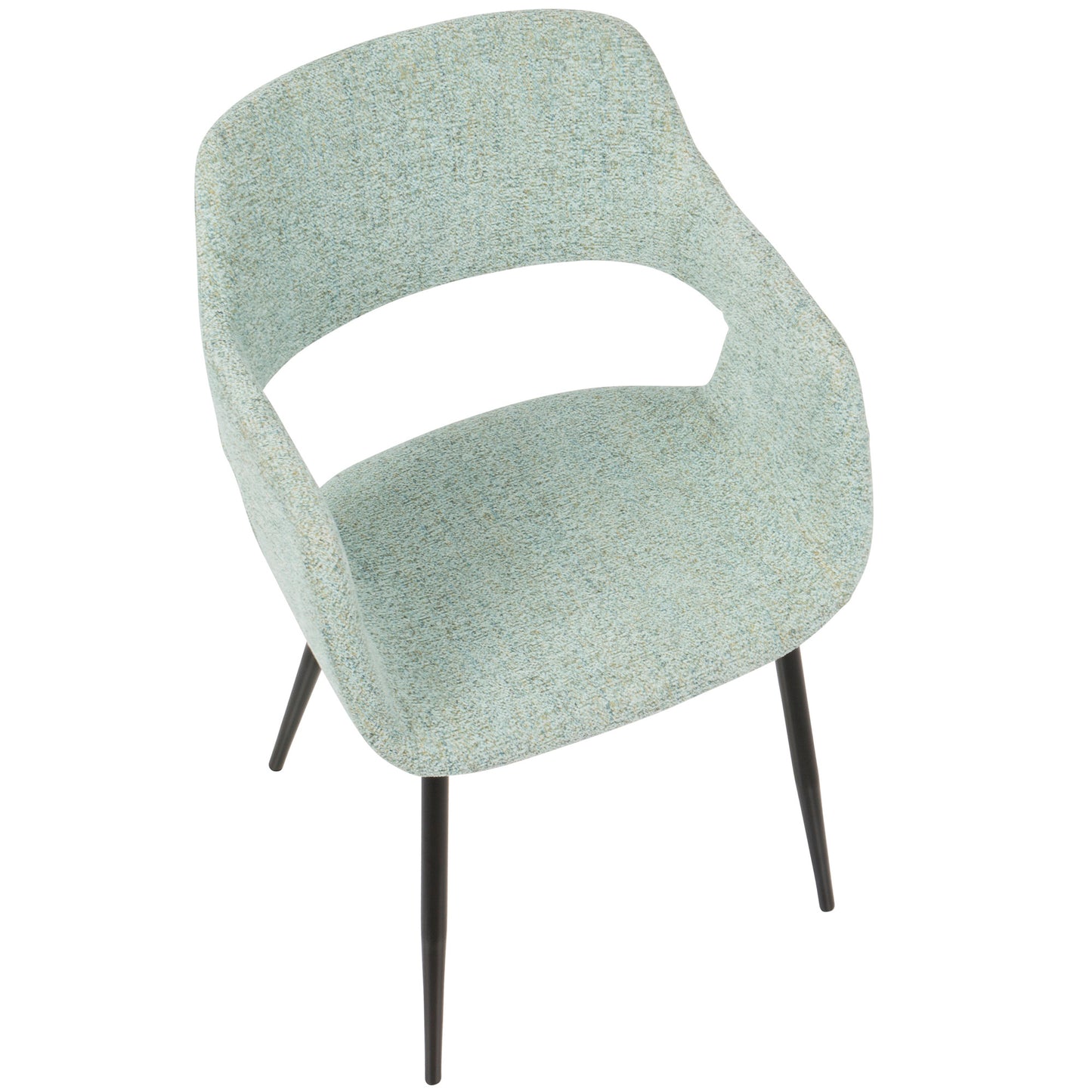 Margarite Mid-Century Modern Dining/Accent Chair in Black with Grey Fabric   - Set of 2