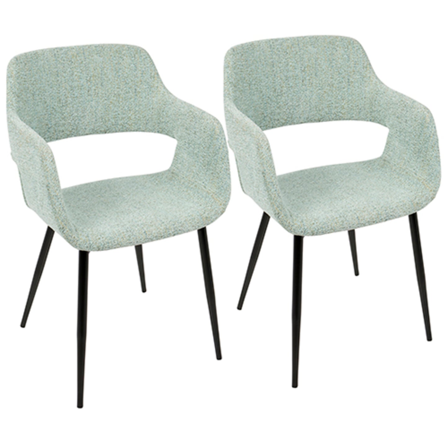 Margarite Mid-Century Modern Dining/Accent Chair in Black with Grey Fabric   - Set of 2