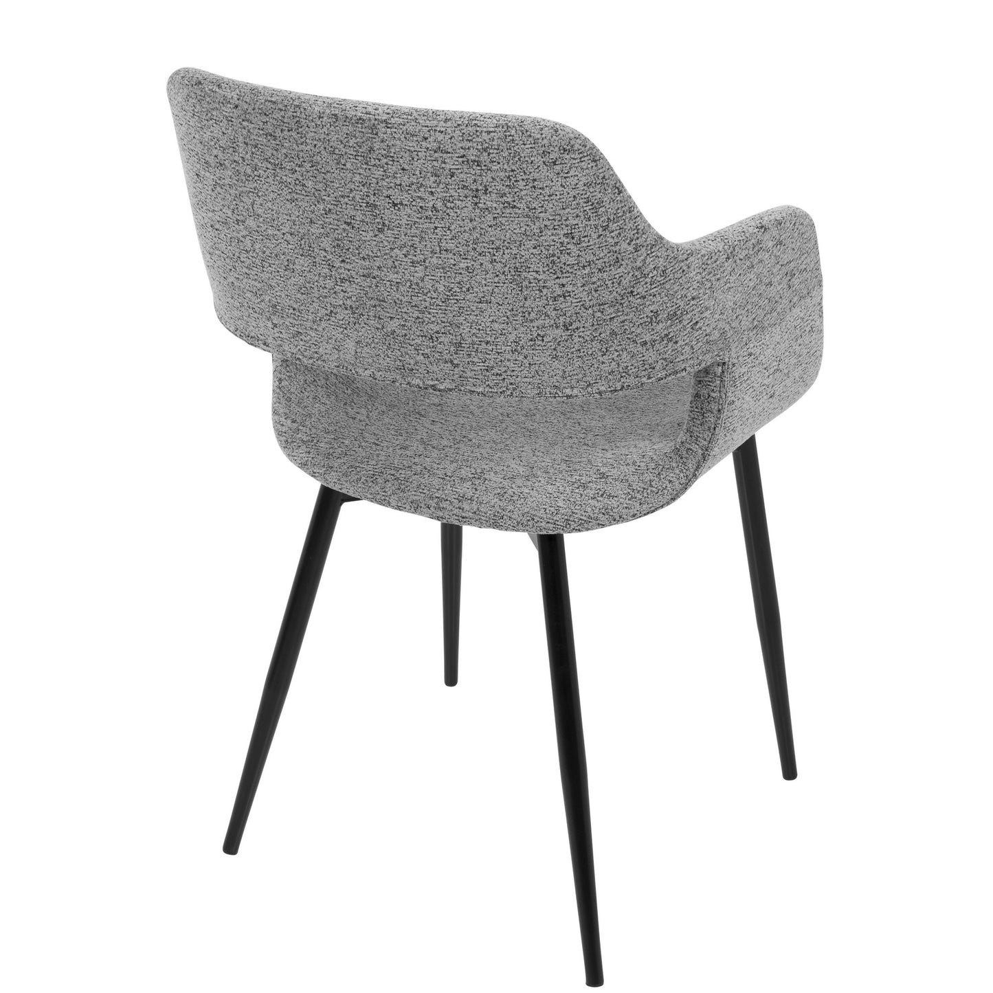 Margarite Mid-Century Modern Dining/Accent Chair in Black with Grey Fabric   - Set of 2