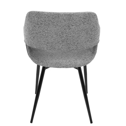 Margarite Mid-Century Modern Dining/Accent Chair in Black with Grey Fabric   - Set of 2