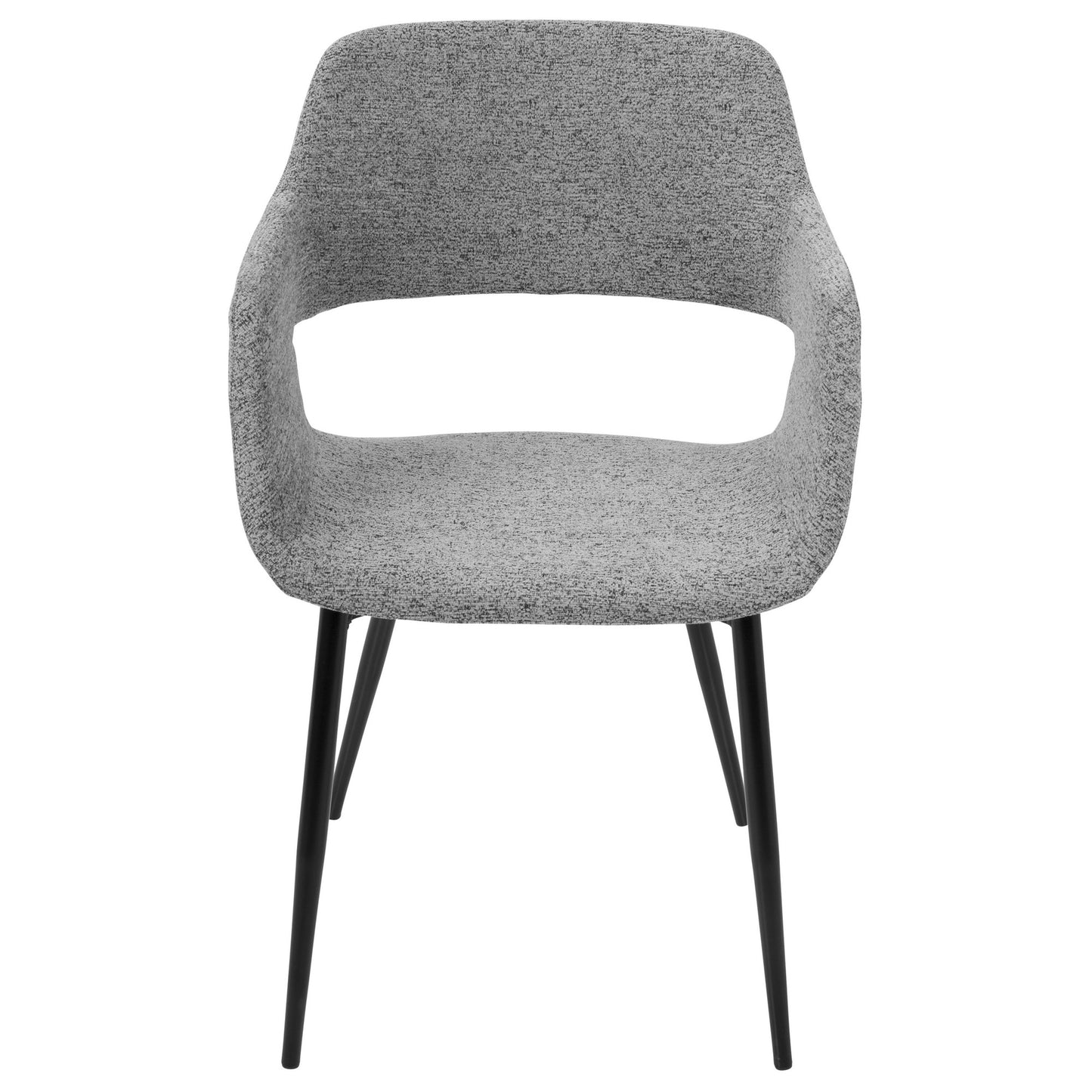 Margarite Mid-Century Modern Dining/Accent Chair in Black with Grey Fabric   - Set of 2