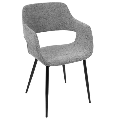 Margarite Mid-Century Modern Dining/Accent Chair in Black with Grey Fabric   - Set of 2