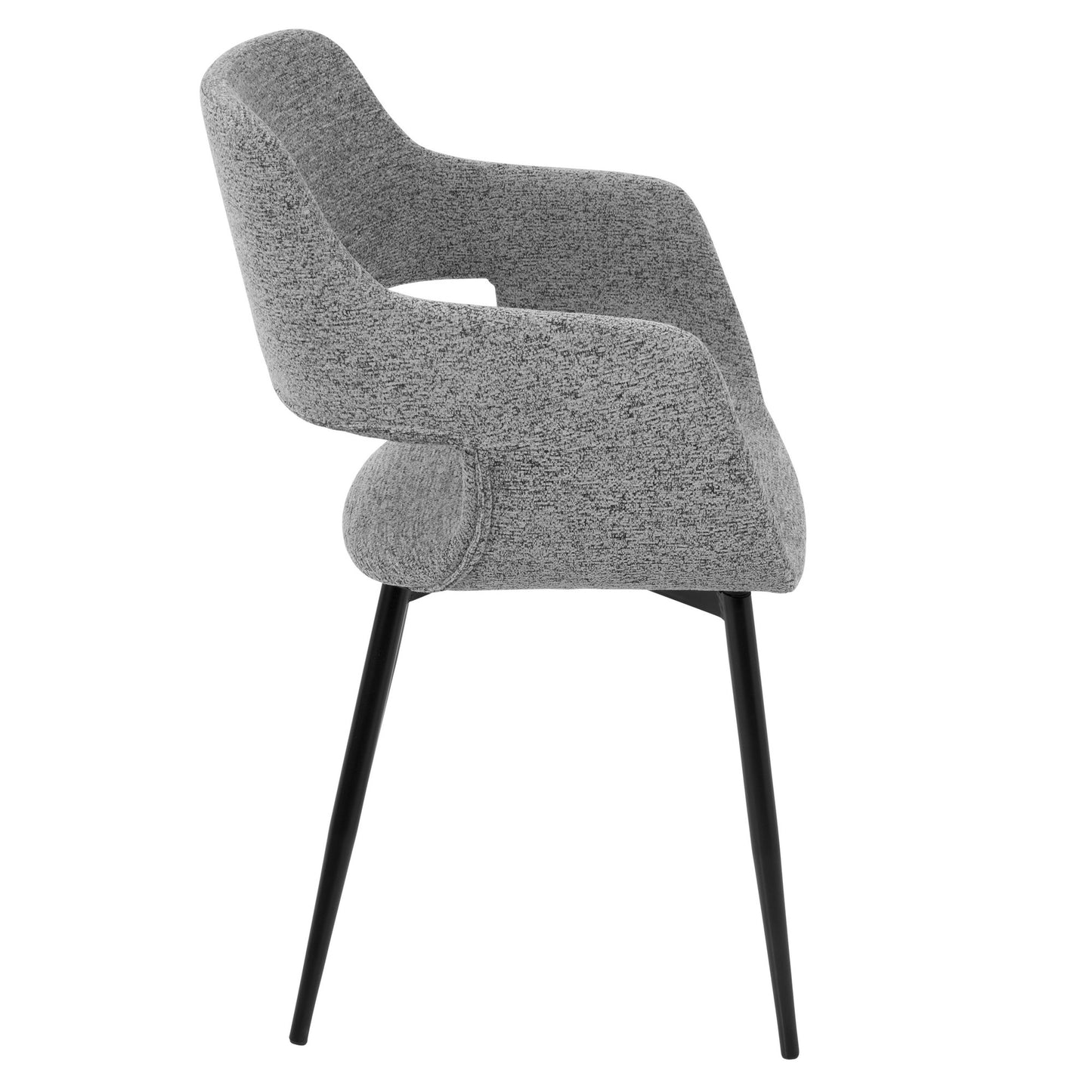 Margarite Mid-Century Modern Dining/Accent Chair in Black with Grey Fabric   - Set of 2