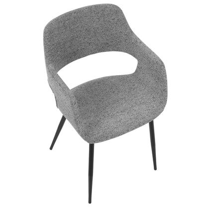 Margarite Mid-Century Modern Dining/Accent Chair in Black with Grey Fabric   - Set of 2