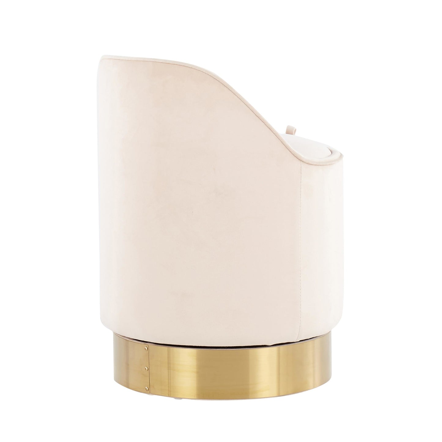Marla Contemporary/Glam Vanity Stool in Gold Steel and Cream Velvet