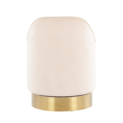 Marla Contemporary/Glam Vanity Stool in Gold Steel and Cream Velvet