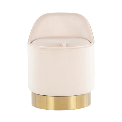 Marla Contemporary/Glam Vanity Stool in Gold Steel and Cream Velvet