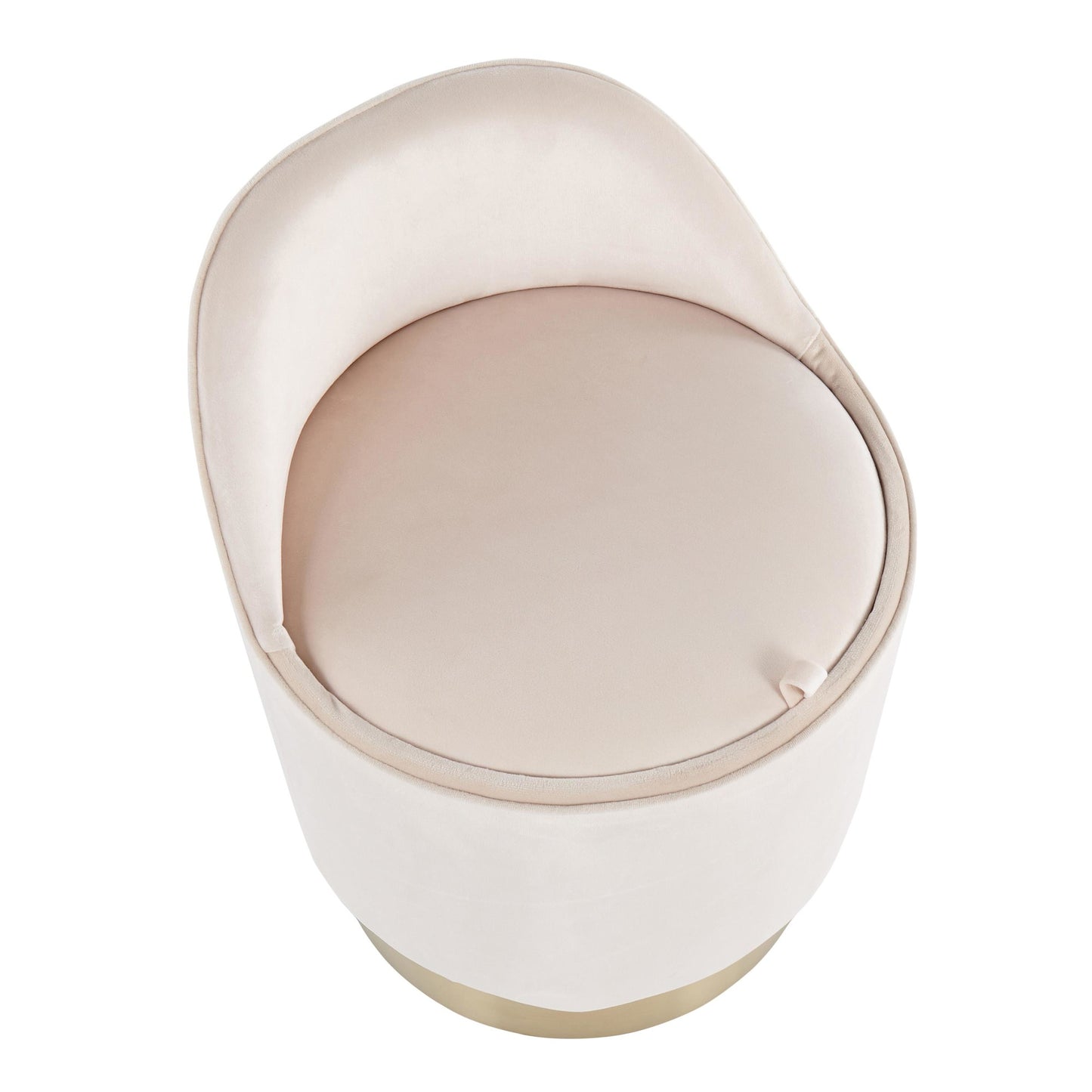 Marla Contemporary/Glam Vanity Stool in Gold Steel and Cream Velvet