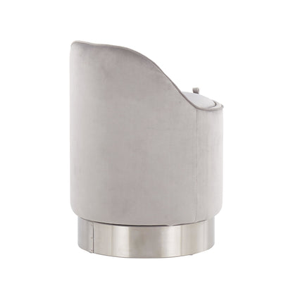 Marla Contemporary/Glam Vanity Stool in Gold Steel and Cream Velvet