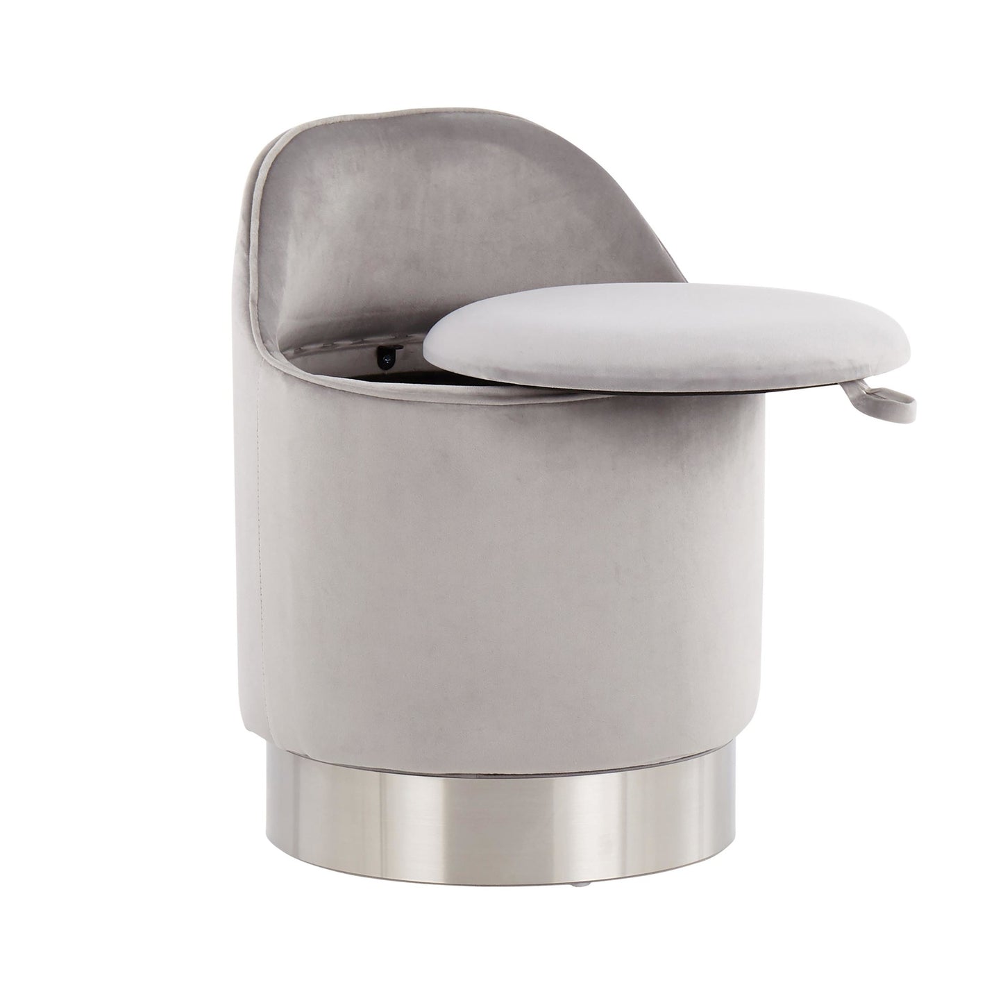 Marla Contemporary/Glam Vanity Stool in Gold Steel and Cream Velvet