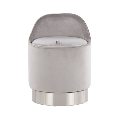 Marla Contemporary/Glam Vanity Stool in Gold Steel and Cream Velvet