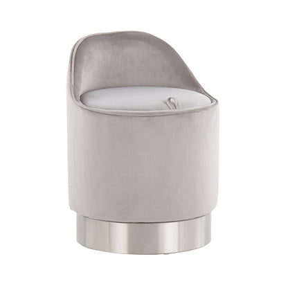 Marla Contemporary/Glam Vanity Stool in Gold Steel and Cream Velvet