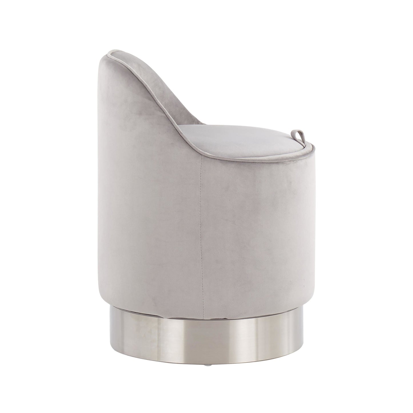 Marla Contemporary/Glam Vanity Stool in Gold Steel and Cream Velvet