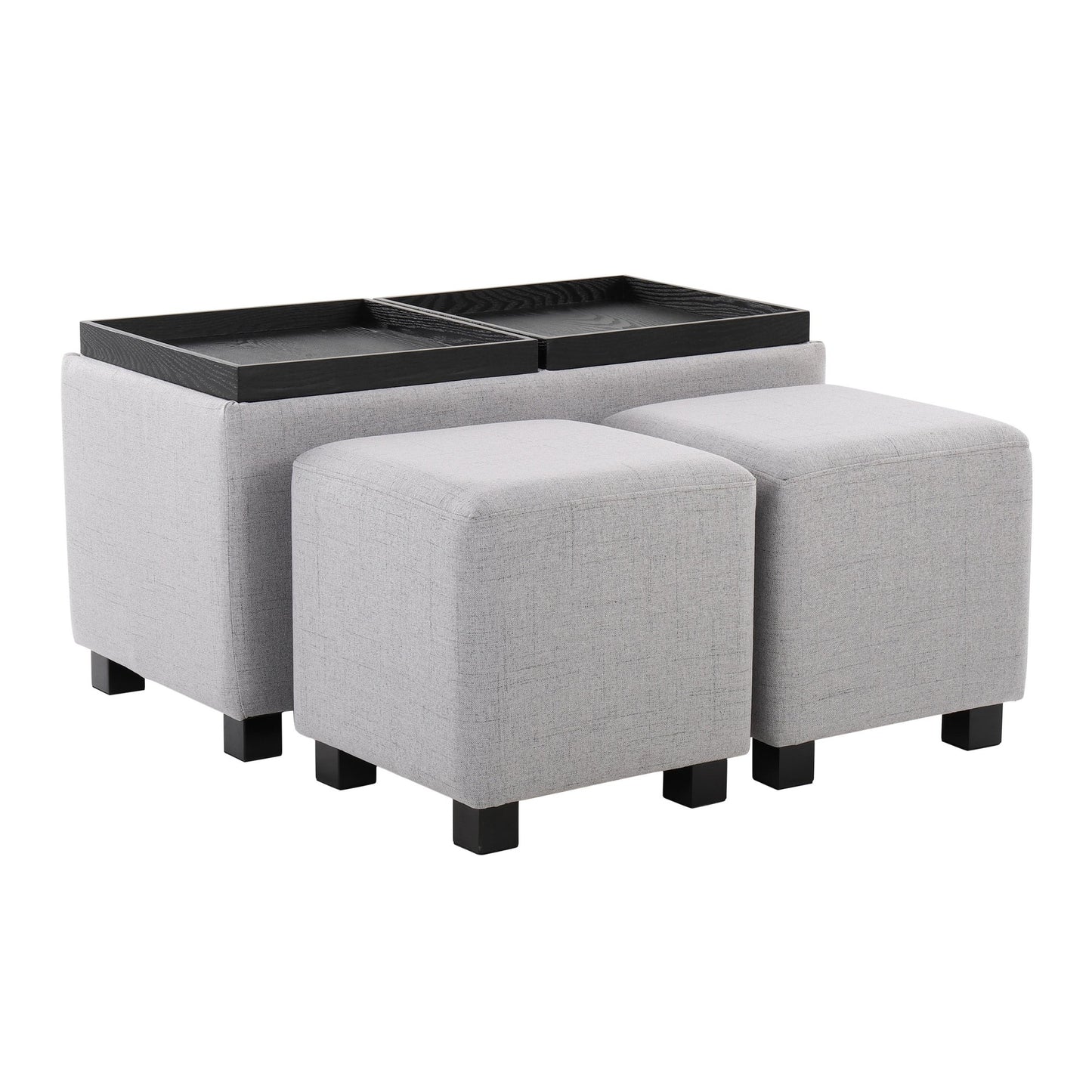 Marlo DLX Nesting 3-Piece Tray Ottoman Set
