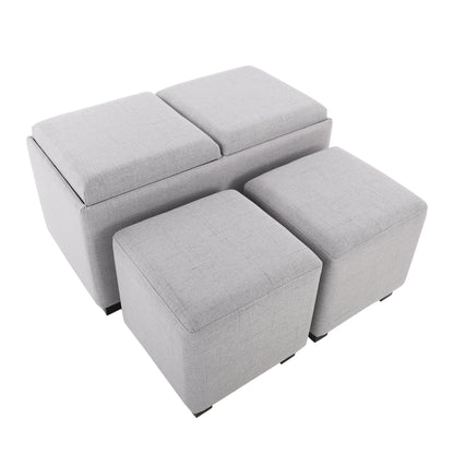 Marlo DLX Nesting 3-Piece Tray Ottoman Set