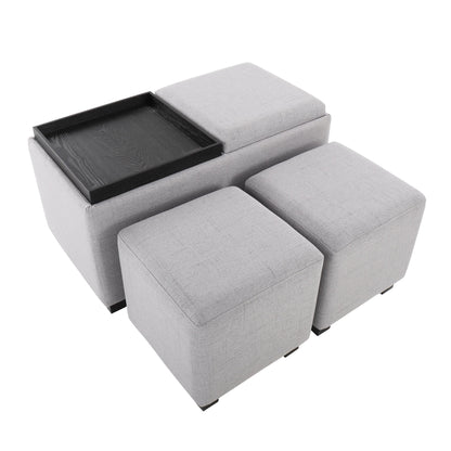 Marlo DLX Nesting 3-Piece Tray Ottoman Set