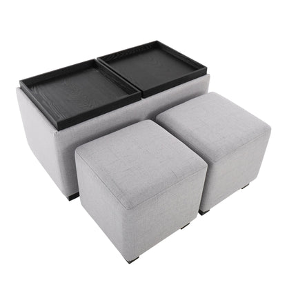 Marlo DLX Nesting 3-Piece Tray Ottoman Set