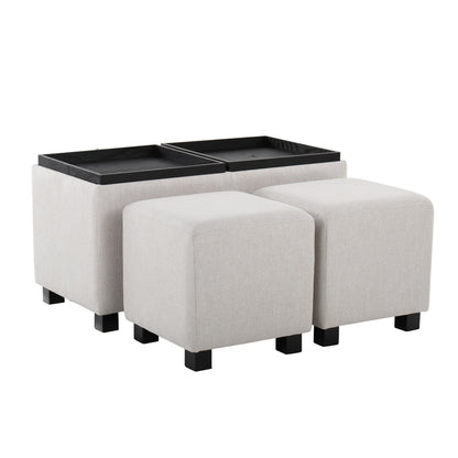 Marlo DLX Nesting 3-Piece Tray Ottoman Set