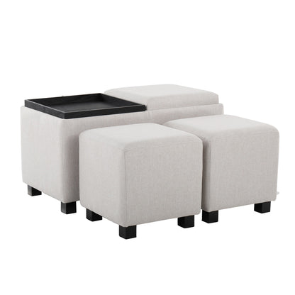 Marlo DLX Nesting 3-Piece Tray Ottoman Set