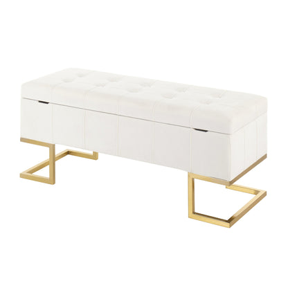 Midas Contemporary/Glam Storage Bench in Gold Steel and Pink Velvet