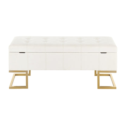 Midas Contemporary/Glam Storage Bench in Gold Steel and Pink Velvet