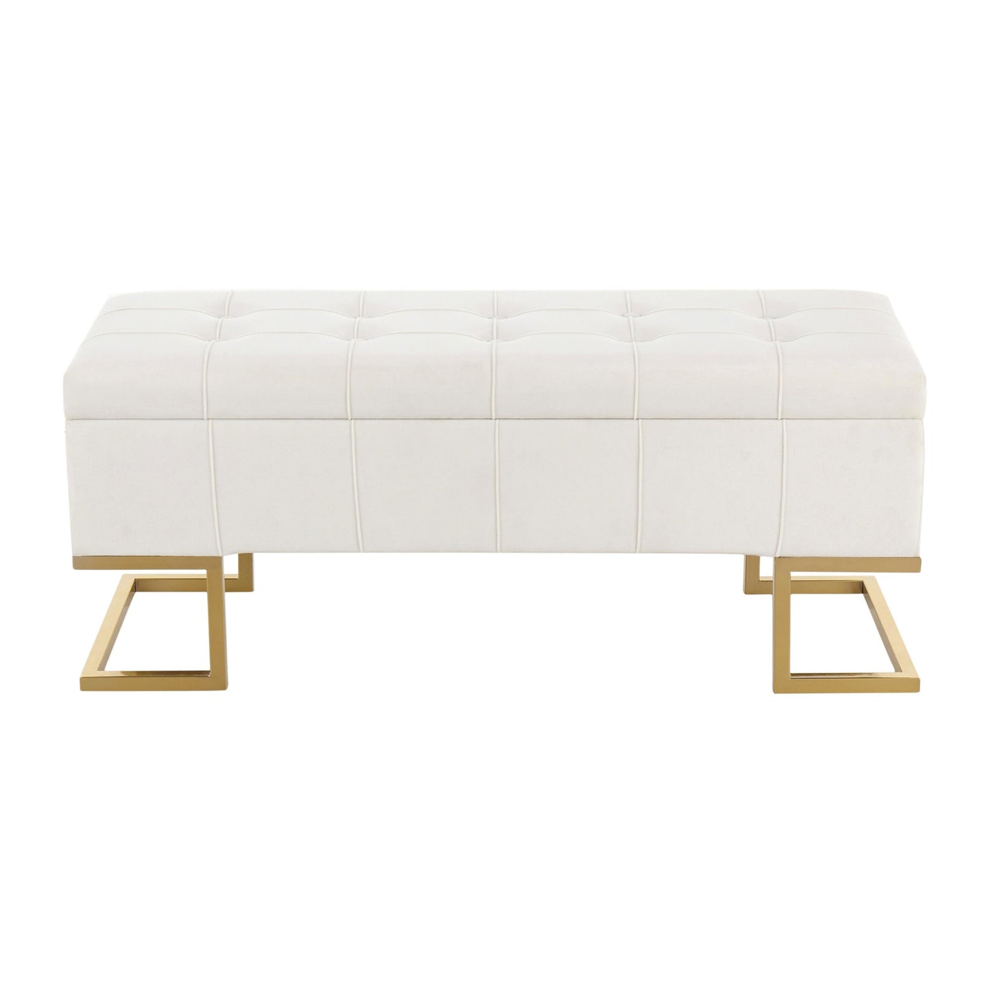 Midas Contemporary/Glam Storage Bench in Gold Steel and Pink Velvet