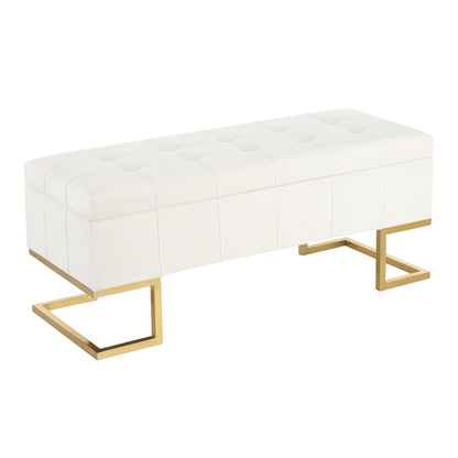 Midas Contemporary/Glam Storage Bench in Gold Steel and Pink Velvet