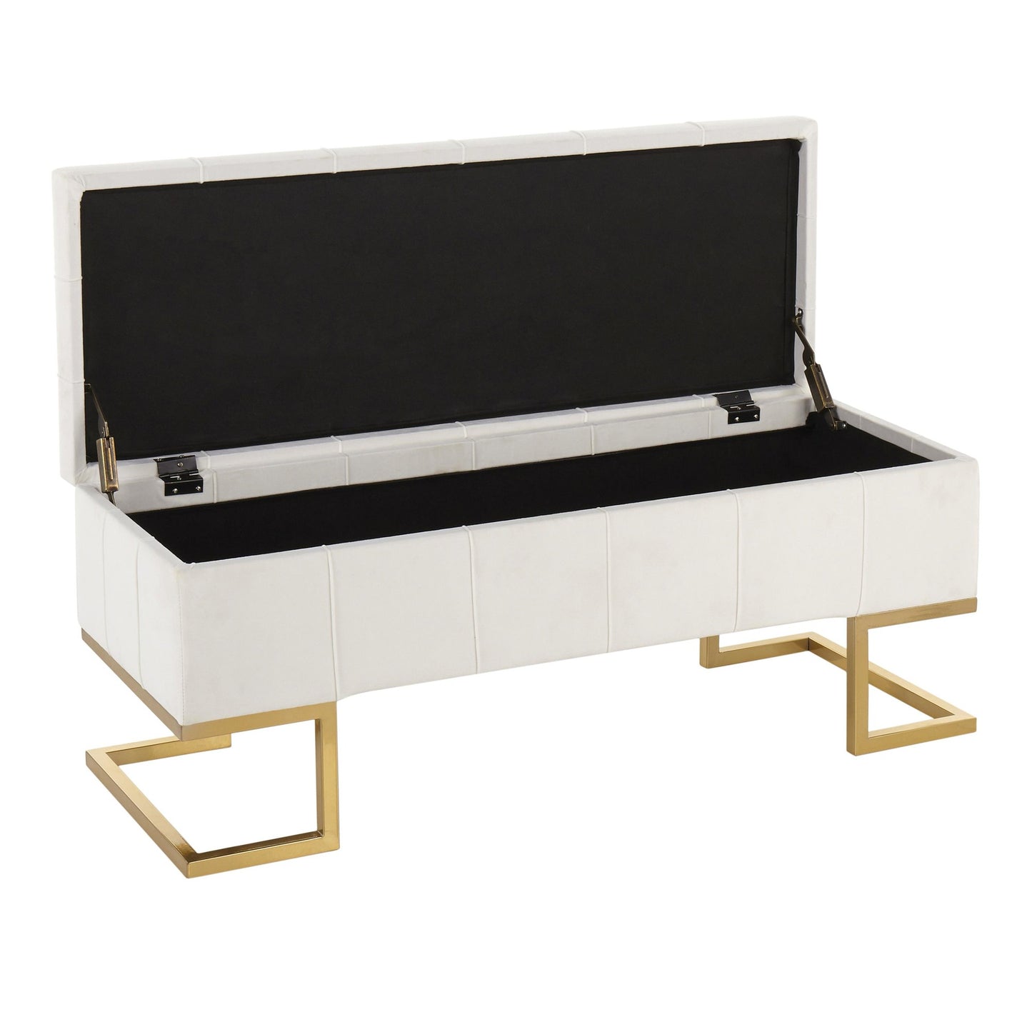 Midas Contemporary/Glam Storage Bench in Gold Steel and Pink Velvet