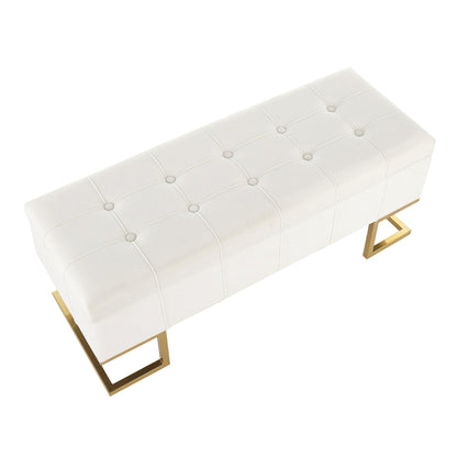 Midas Contemporary/Glam Storage Bench in Gold Steel and Pink Velvet