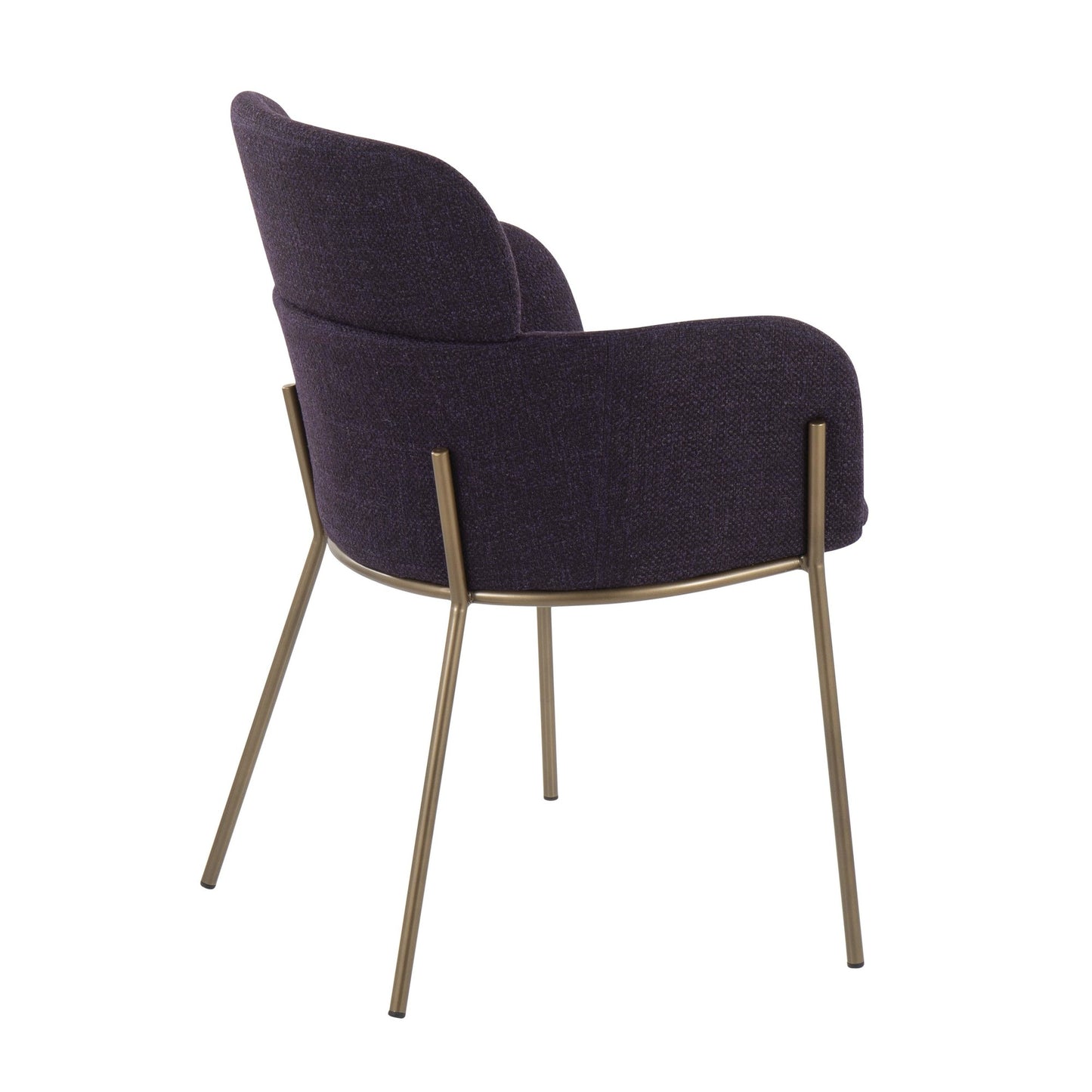 Milan Contemporary Chair in Antique Brass Metal and Blue Noise Fabric   - Set of 2