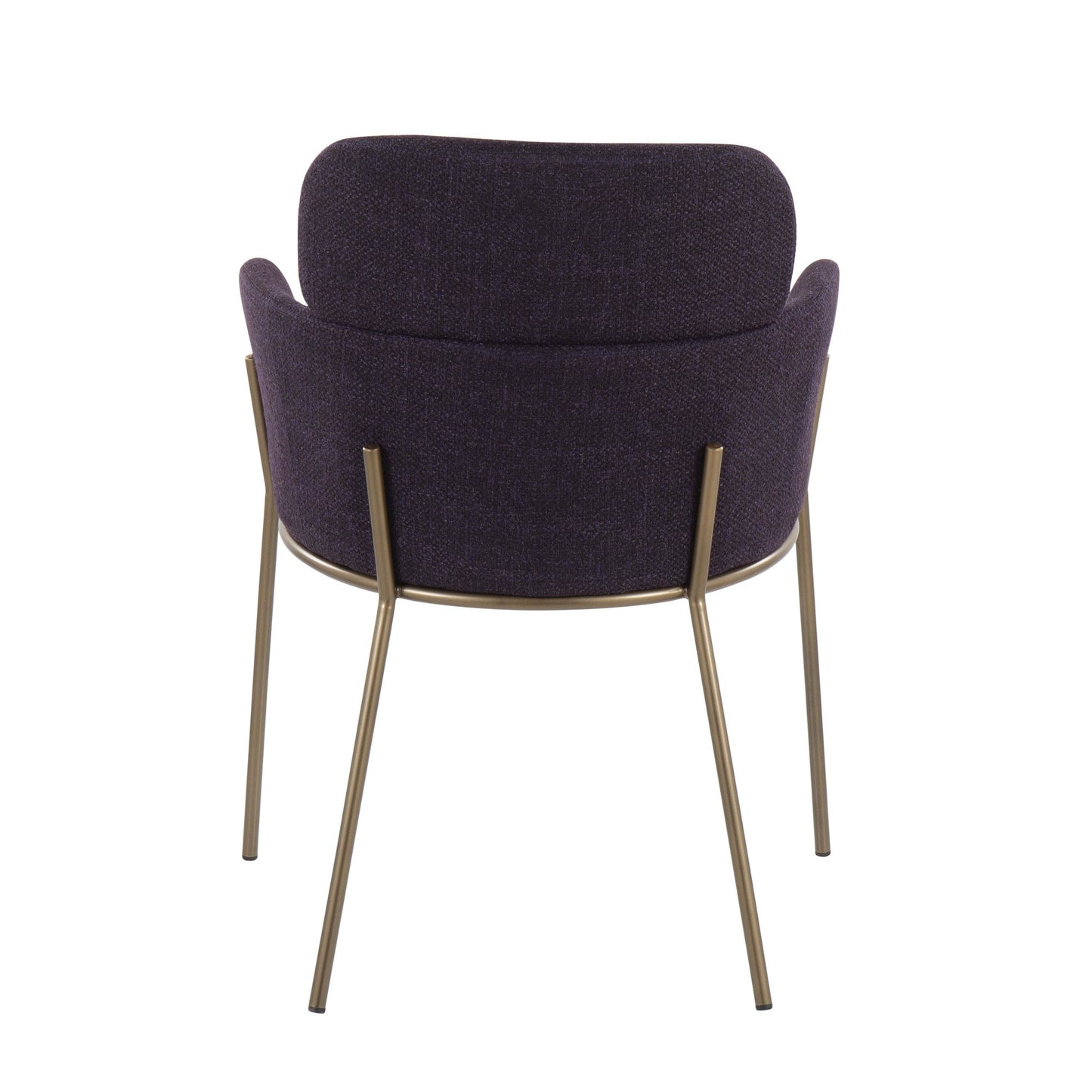 Milan Contemporary Chair in Antique Brass Metal and Blue Noise Fabric   - Set of 2