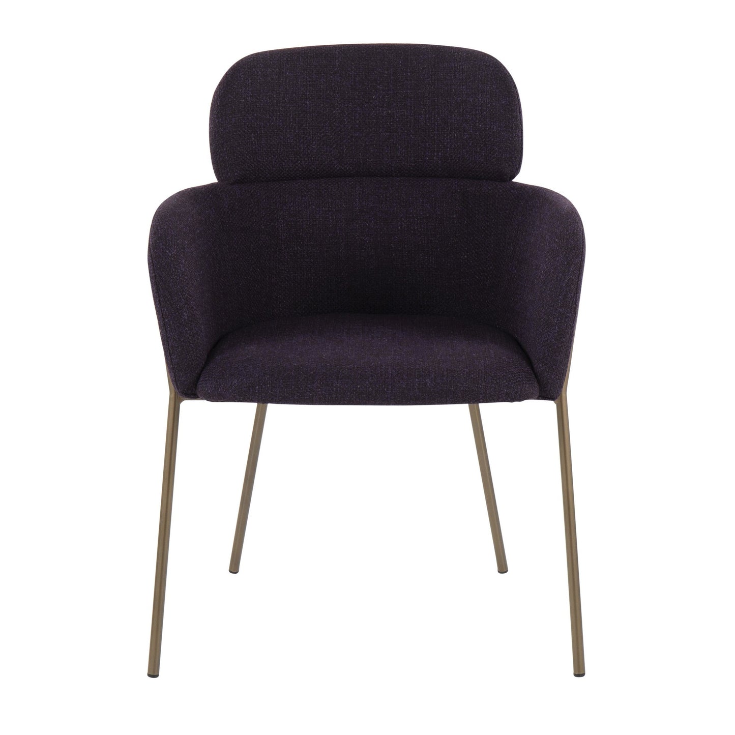 Milan Contemporary Chair in Antique Brass Metal and Blue Noise Fabric   - Set of 2