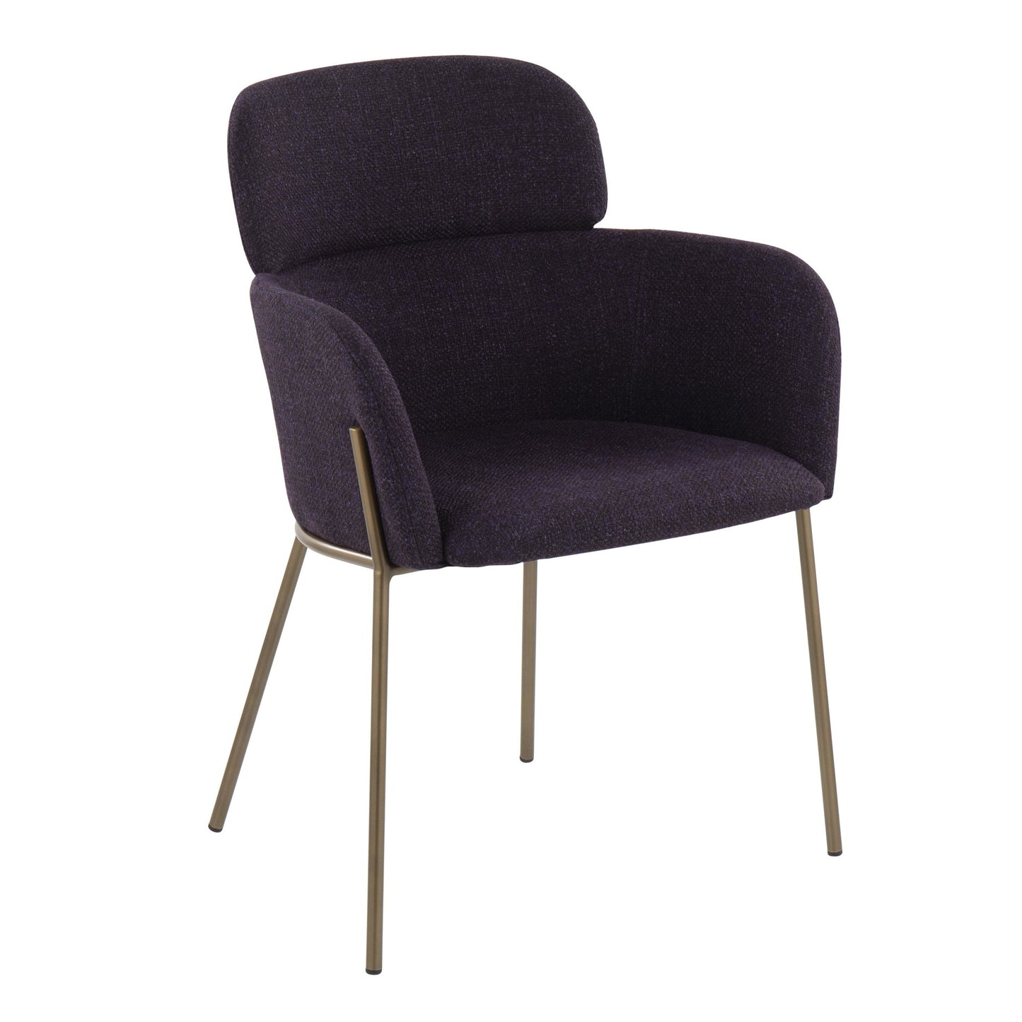 Milan Contemporary Chair in Antique Brass Metal and Blue Noise Fabric   - Set of 2