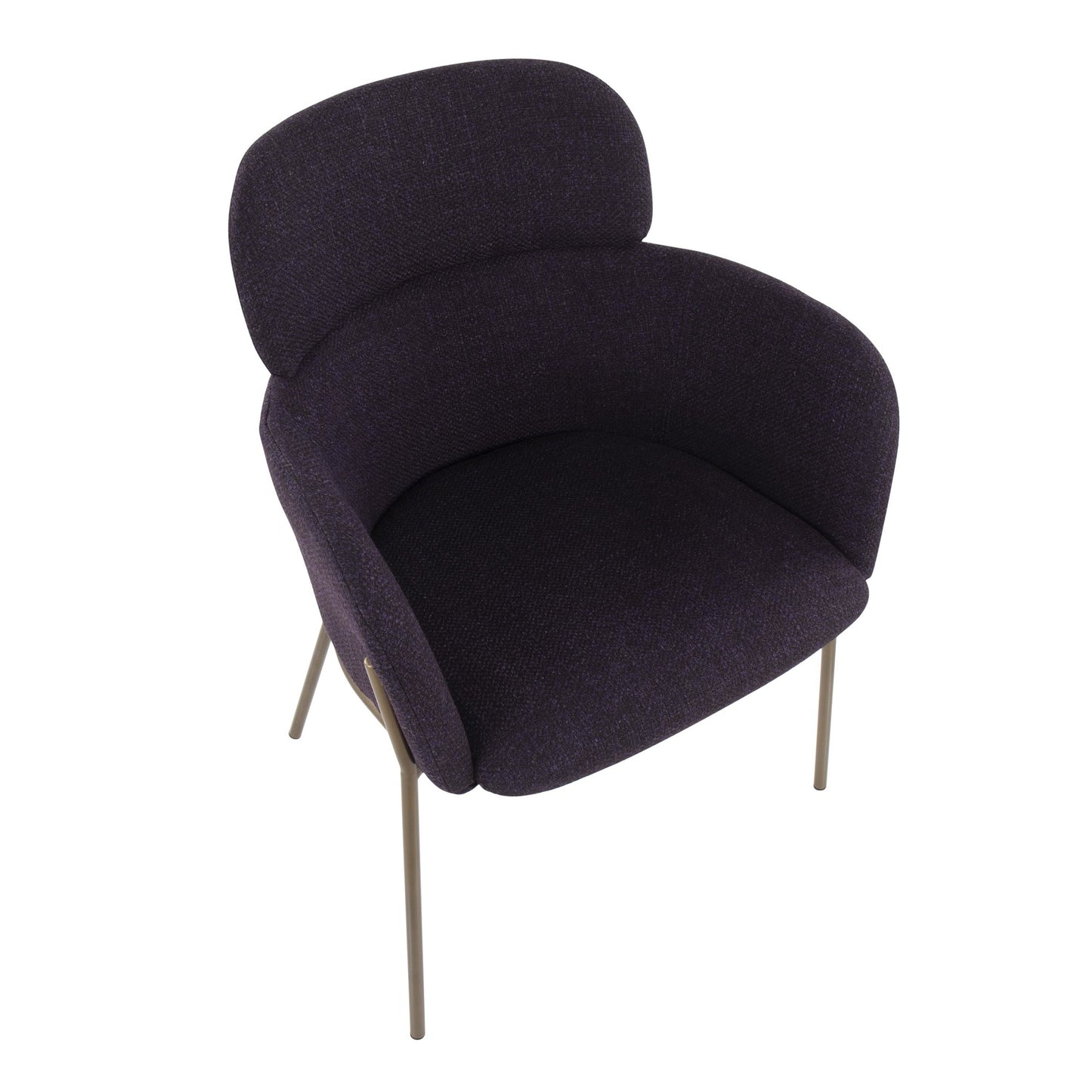 Milan Contemporary Chair in Antique Brass Metal and Blue Noise Fabric   - Set of 2
