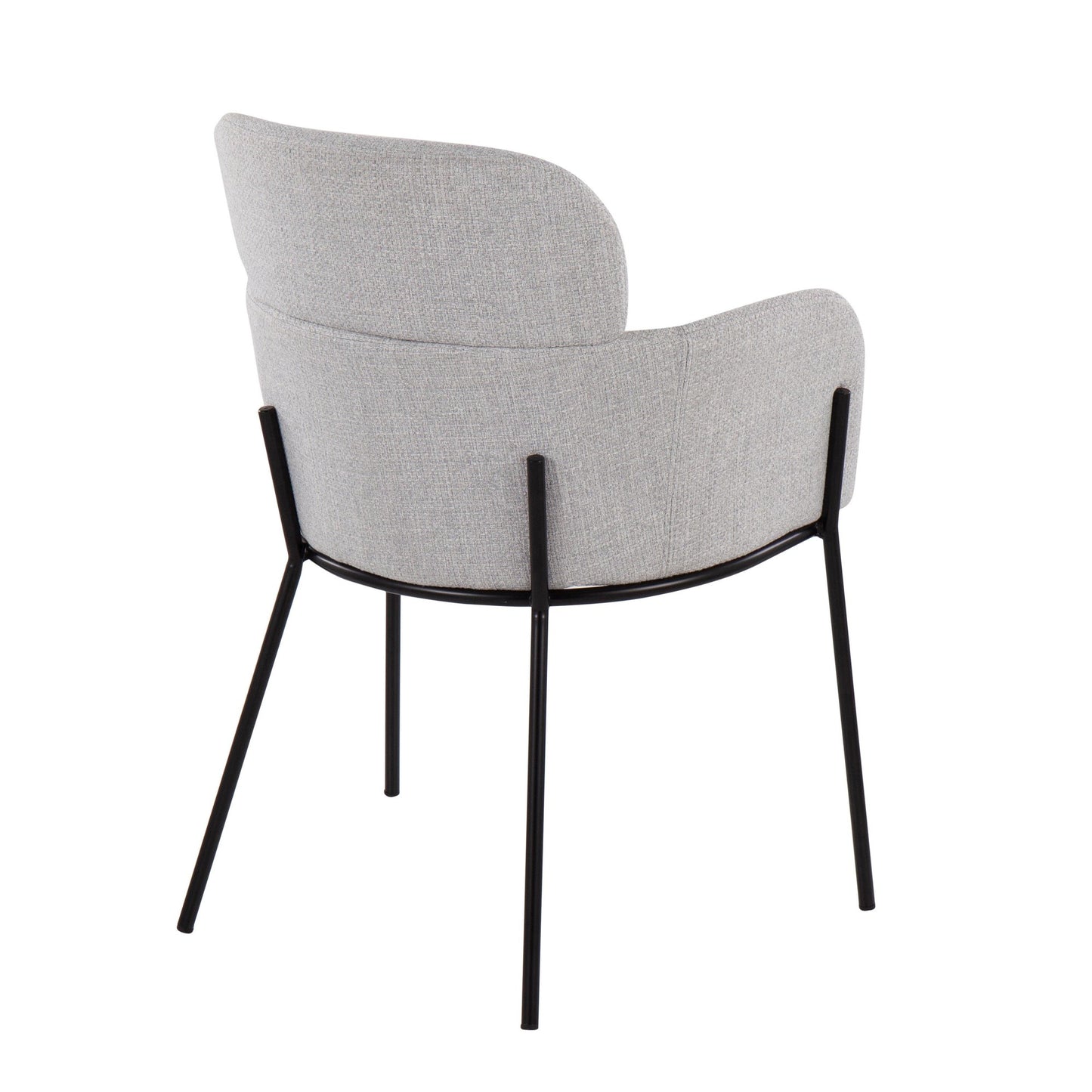 Milan Contemporary Chair in Antique Brass Metal and Blue Noise Fabric   - Set of 2