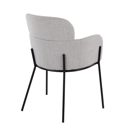 Milan Contemporary Chair in Antique Brass Metal and Blue Noise Fabric   - Set of 2