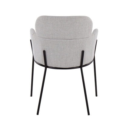 Milan Contemporary Chair in Antique Brass Metal and Blue Noise Fabric   - Set of 2