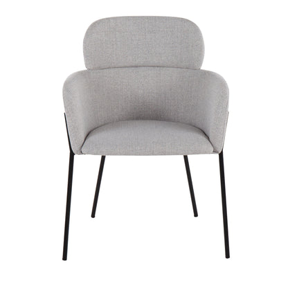 Milan Contemporary Chair in Antique Brass Metal and Blue Noise Fabric   - Set of 2