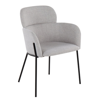 Milan Contemporary Chair in Antique Brass Metal and Blue Noise Fabric   - Set of 2