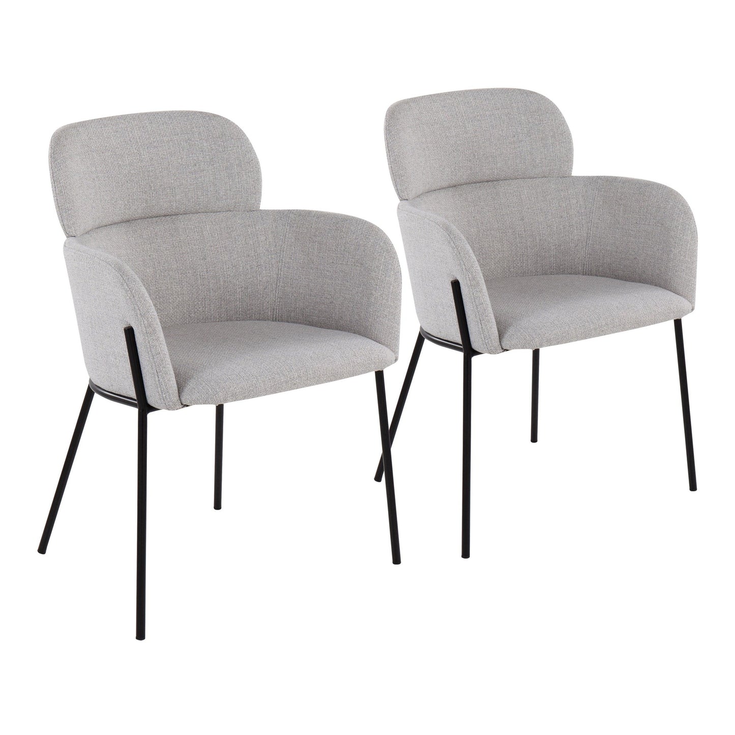 Milan Contemporary Chair in Antique Brass Metal and Blue Noise Fabric   - Set of 2