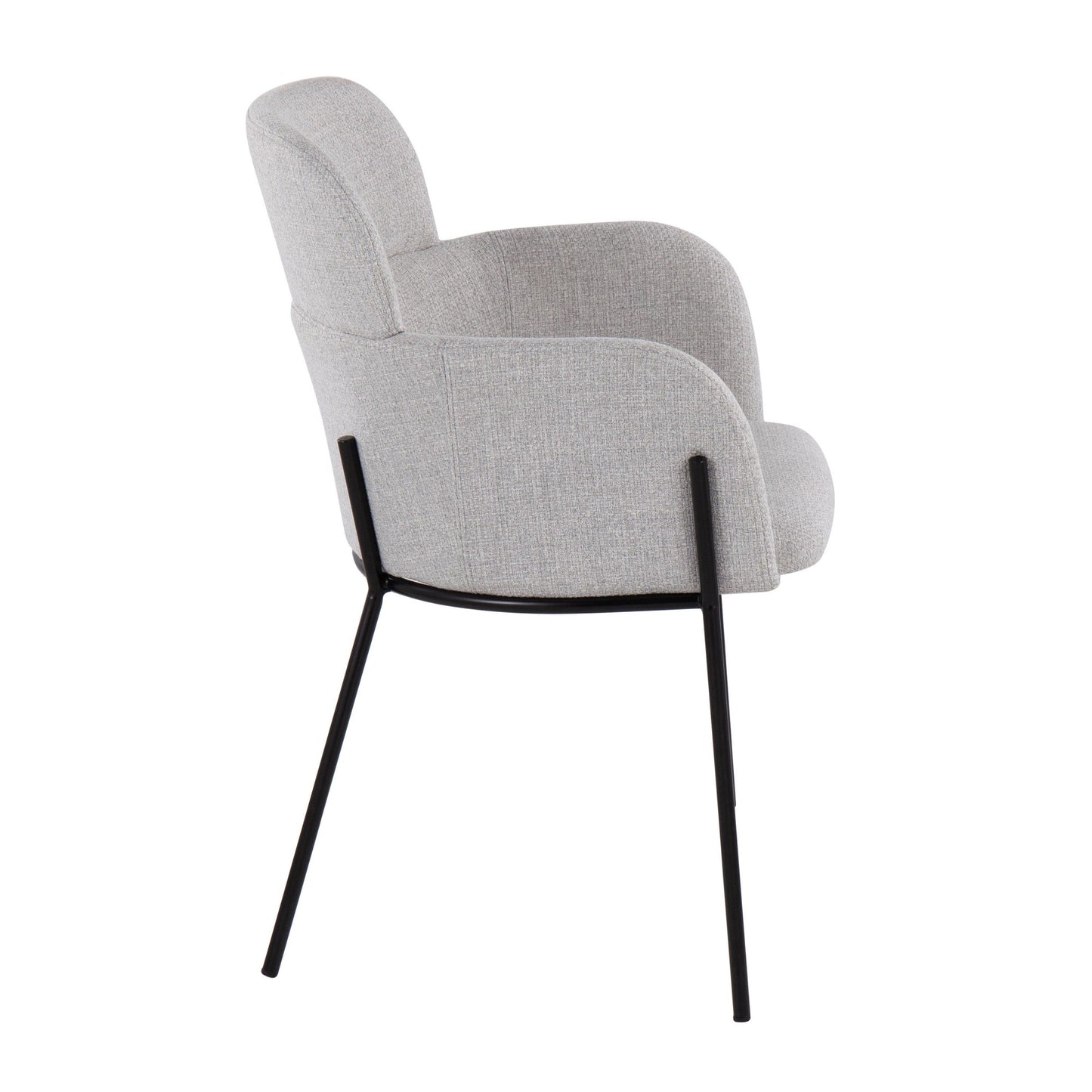 Milan Contemporary Chair in Antique Brass Metal and Blue Noise Fabric   - Set of 2